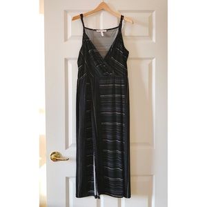 BCBGeneration Midi Strappy Dress Black with Stripe